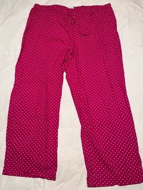 GAP Love Pink & White Polka Dot Drawstring Cotton Pajama Pants Size XLarge